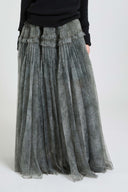 Long balloon skirt in technical organza with knickerbocker print