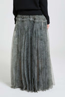 Long balloon skirt in technical organza with knickerbocker print