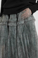 Long balloon skirt in technical organza with knickerbocker print