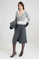 Wrap pencil skirt in fresco wool with resca pattern