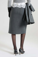 Wrap pencil skirt in fresco wool with resca pattern