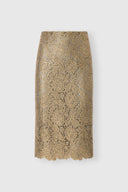 Embroidered tulle pencil skirt with lurex lace effect