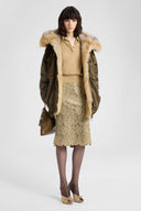 Embroidered tulle pencil skirt with lurex lace effect