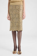 Embroidered tulle pencil skirt with lurex lace effect
