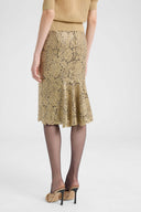Embroidered tulle pencil skirt with lurex lace effect