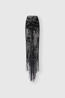 Long tulle pencil skirt with tone-on-tone embroidered lace and crystals