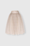 Balloon organza skirt with melange texture and structured waistband