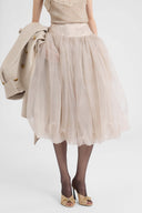 Balloon organza skirt with melange texture and structured waistband