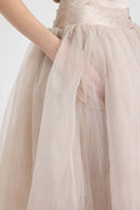 Balloon organza skirt with melange texture and structured waistband