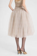 Balloon organza skirt with melange texture and structured waistband