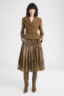 Green Loden silk satin ballet skirt with micro pleats and Chantilly-inspired embroidery