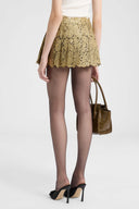 Pleated tulle mini skirt with lamé Rebrodé embroidery