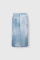 Gonna Tubino in Georgette Tecnica Stampa Denim