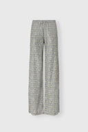 Relaxed tailored trousers in resca-print marocain with tonal crystals