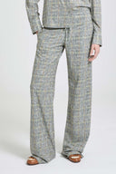 Relaxed tailored trousers in resca-print marocain with tonal crystals
