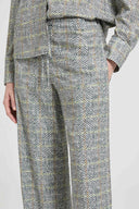 Relaxed tailored trousers in resca-print marocain with tonal crystals