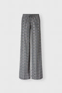 Pantalone relaxed tailoring in marocain a stampa Galles con cristalli
