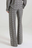Pantalone relaxed tailoring in marocain a stampa Galles con cristalli