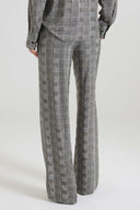 Relaxed tailored trousers in Prince of Wales-print marocain with crystals