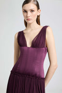 Pleated silk crépon gown