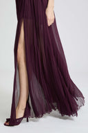 Pleated silk crépon gown