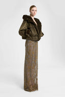 Long gown in full-stitch lace with tonal crystals
