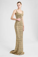 Mermaid gown in tulle with lamé Rebrodé embroidery