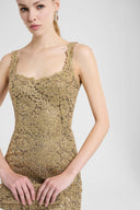 Mermaid gown in tulle with lamé Rebrodé embroidery