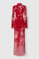 Long tulle gown with exclusive lace embroidery and hand-applied Rebrodé appliqués