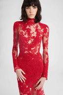 Long tulle gown with exclusive lace embroidery and hand-applied Rebrodé appliqués