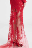 Long tulle gown with exclusive lace embroidery and hand-applied Rebrodé appliqués