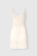 Short silk satin lingerie dress with Rebrodé lace