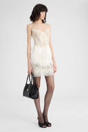 Short silk satin lingerie dress with Rebrodé lace