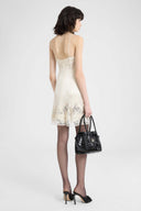 Short silk satin lingerie dress with Rebrodé lace