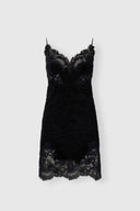 Short Astrakhan-Effect Slip Dress with Rebrodé Embroidery