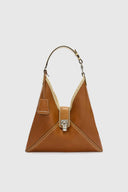 Clio – Medium Hobo Bag in Chestnut Bicolour Vintage Sheepskin Leather