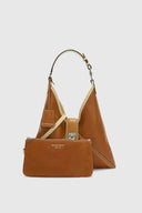 Clio – Medium Hobo Bag in Chestnut Bicolour Vintage Sheepskin Leather