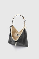 Clio – Medium Hobo Bag in Bicolour Vintage Sheepskin Leather (Black)