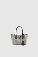Mini Maggie bag in herringbone fabric and shearling leather