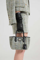 Mini Maggie bag in herringbone fabric and shearling leather