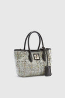 Mini Maggie bag in herringbone fabric and shearling leather