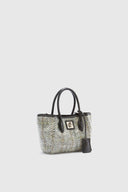Mini Maggie bag in herringbone fabric and shearling leather