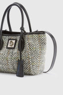 Mini Maggie bag in herringbone fabric and shearling leather