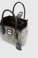 Mini Maggie bag in herringbone fabric and shearling leather