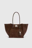 Maggie shopping bag in suede leather and crocodile-effect leather
