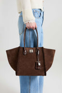 Maggie shopping bag in suede leather and crocodile-effect leather