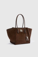 Maggie shopping bag in suede leather and crocodile-effect leather