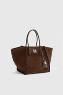Maggie shopping bag in suede leather and crocodile-effect leather
