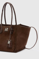 Maggie shopping bag in suede leather and crocodile-effect leather