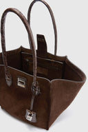 Maggie shopping bag in suede leather and crocodile-effect leather